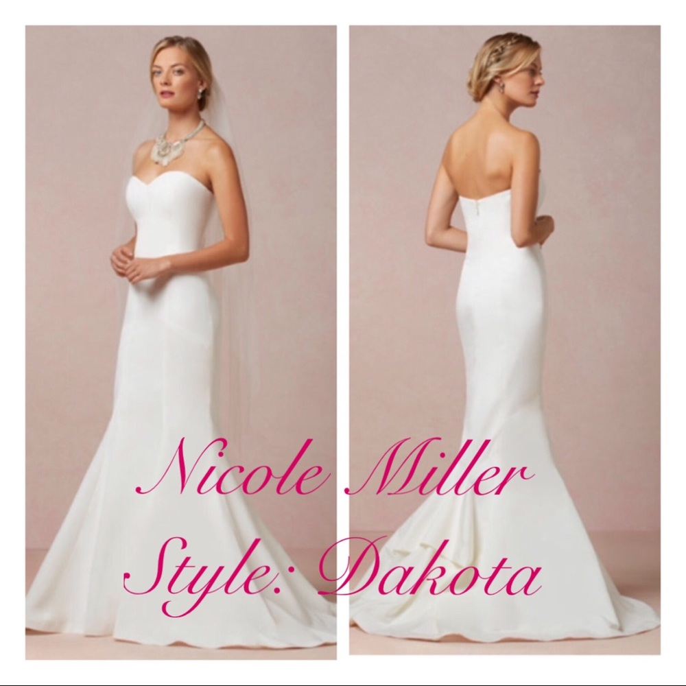 Nicole Miller White Strapless Wedding Dress